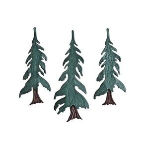 Vintage Metal Pine Trees Wall Hanging Trio Cabin Lodge Rustic Forest‎ Decor 3D
